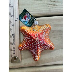 Vintage "Starfish" Old World Christmas Glass Blown Ornament Merck‎ Family W/ Tag
